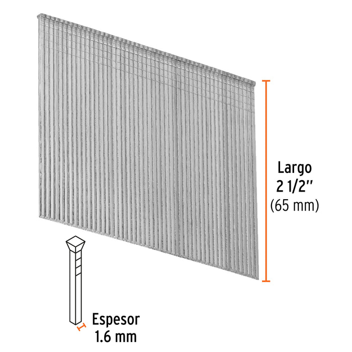 Caja con 2500 clavos calibre 16, 64 mm para CLNE-16, Truper 15017 CLANEU-16-64