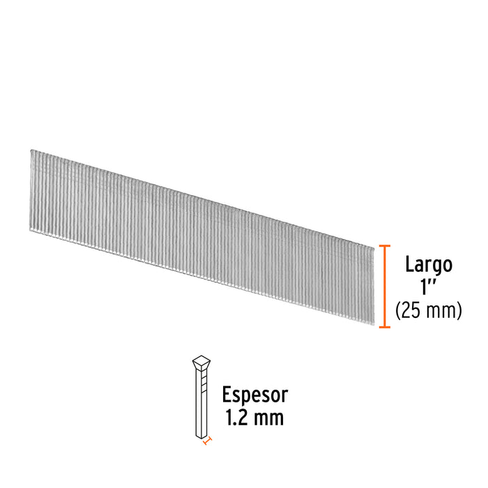 Caja con 5000 clavos calibre 18, 25 mm para CLNE-18, Truper 18263 CLANEU-18-25