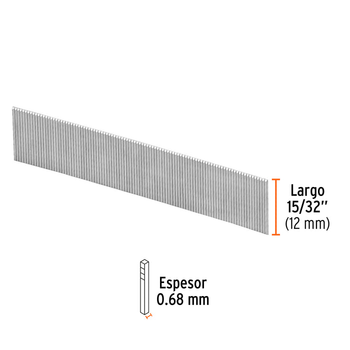 Caja con 10000 clavos calibre 23, 12mm para CLNE-23, Truper 13373 CLANEU-23-12