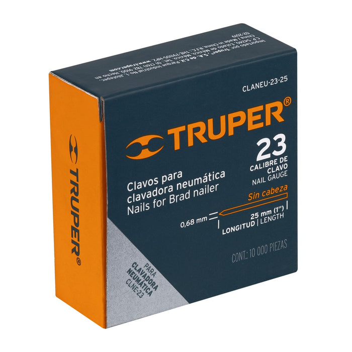 Caja con 10000 clavos calibre 23, 25 mm para CLNE-23, Truper 13407 CLANEU-23-25
