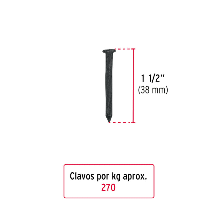 Bolsa con 1 kg de clavos para concreto negros 1-1/2', Fiero Código: 44132