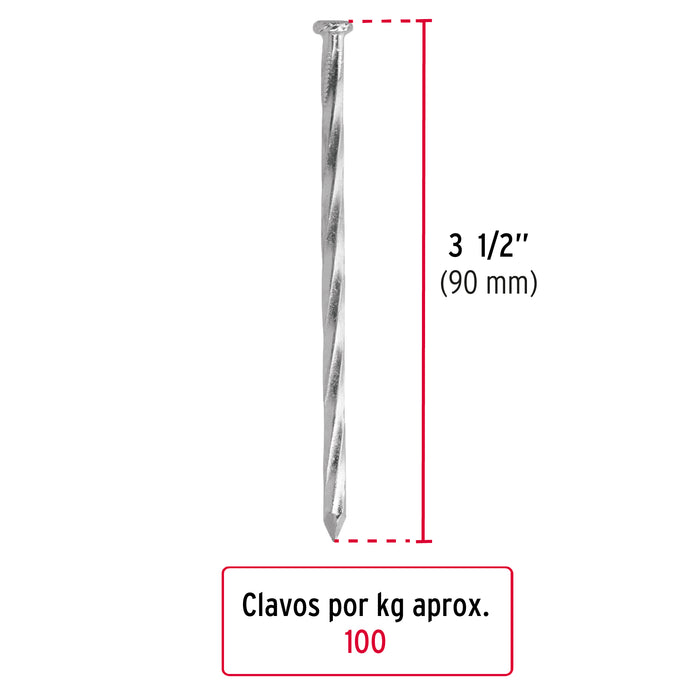 Bolsa con 1 kg de clavos para concreto galvanizados 3-1/2' Código: 44126