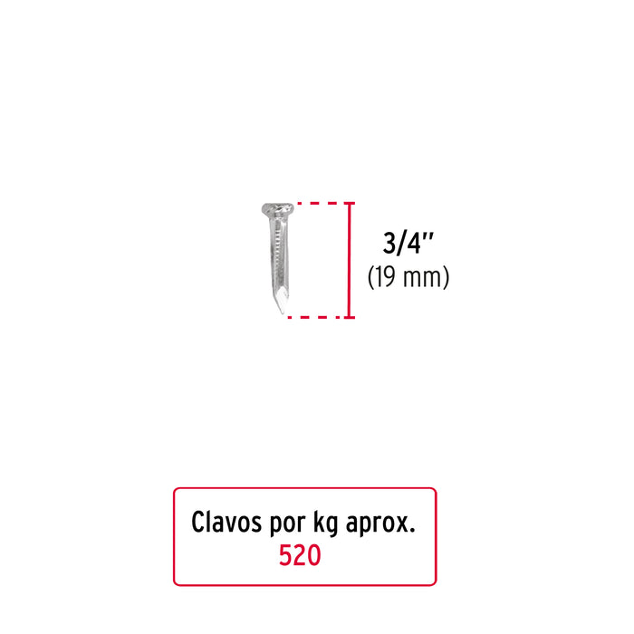 Bolsa con 1 kg de clavos para concreto galvanizados 3/4' Código: 44120