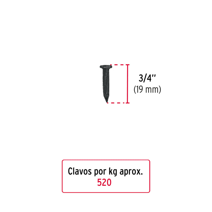 Bolsa con 1 kg de clavos para concreto negros 3/4', Fiero Código: 44130