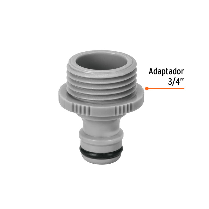 Conector 3/4' rápido macho de ABS, sistema click, Truper 12726 CLICK-M