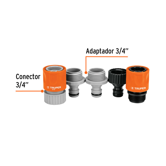Juego de 5 conectores 3/4' rápidos de ABS, sistema click 12728 CLICK-SET