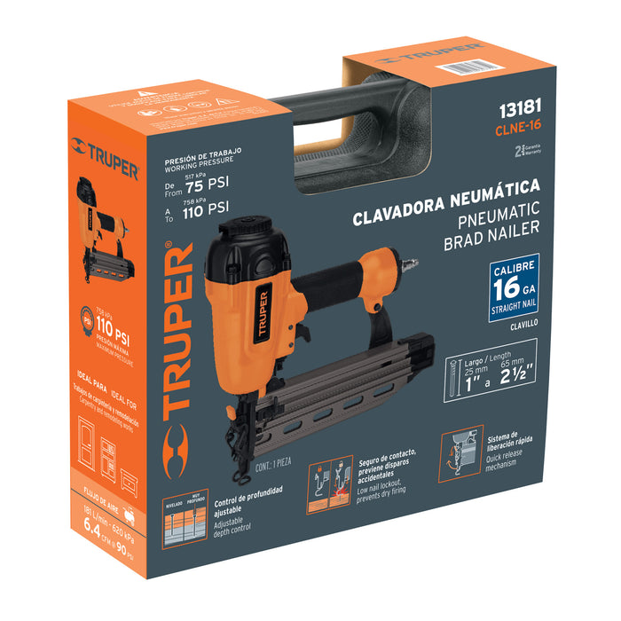 Clavadora neumática profesional, calibre 16, Truper 13181 CLNE-16