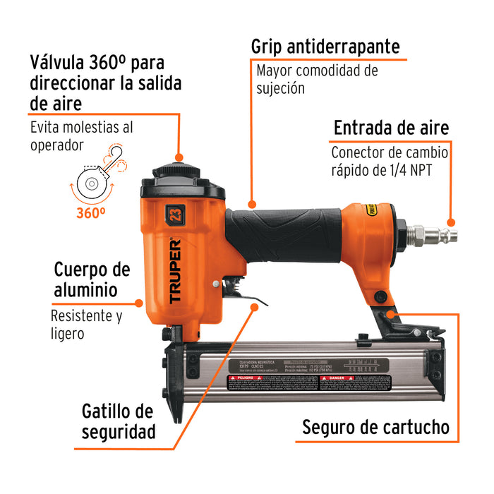 Clavadora neumática, profesional, calibre 23, Truper 13179 CLNE-23