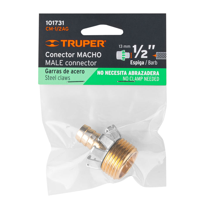 Conector 1/2' macho tipo garra de aluminio, Truper Código: 101731