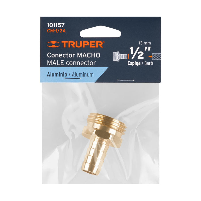 Conector 1/2' macho de aluminio, Truper Código: 101157