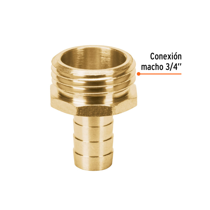 Conector 1/2' macho de latón sólido para manguera, Truper Código: 12702