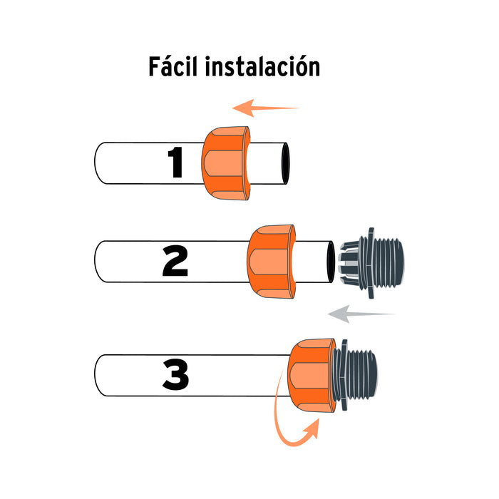 Conector 1/2' macho de ABS con tuerca de ajuste manual Código: 103060
