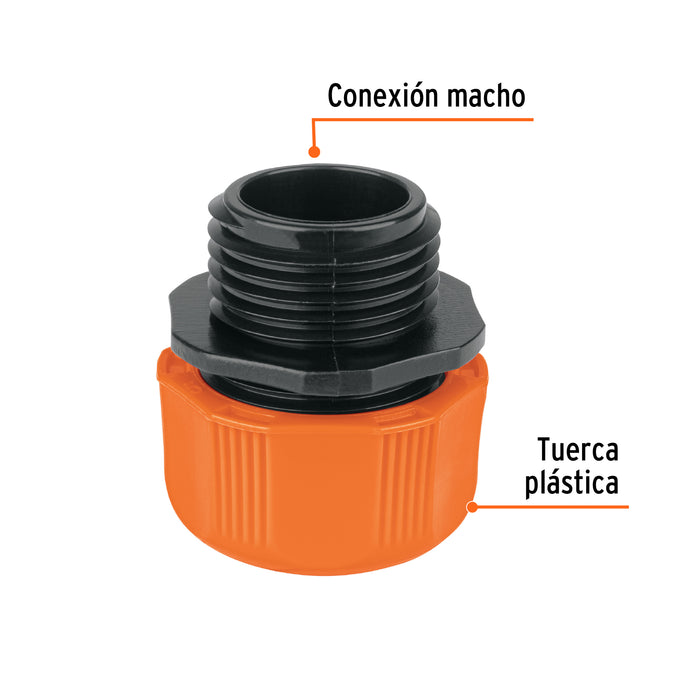 Conector 1/2' macho de ABS con tuerca de ajuste manual Código: 103060