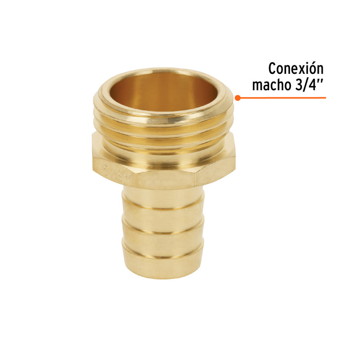 Conector 5/8' macho de latón sólido para manguera, Truper Códigol: 12289
