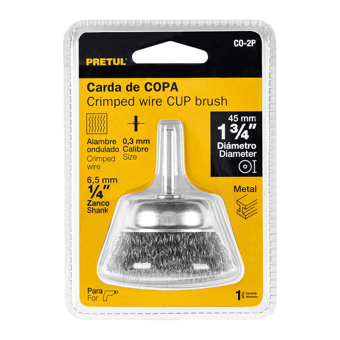 Carda de copa 1-3/4' alambre grueso para taladro, Pretul 21004 CO-2P