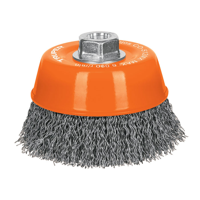 Carda copa 5' alambre ondulado grueso, eje M14, Truper 17534 CO-512MX