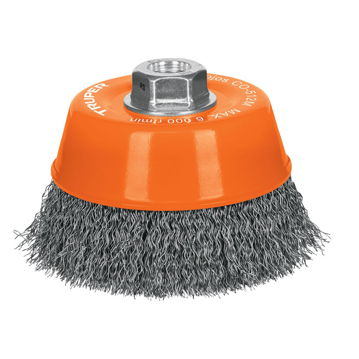 Carda copa 5' alambre ondulado fino, eje M14, Truper 11538 CO-512M