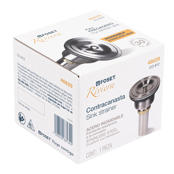 Contracanasta 3-1/2' inox, cuerpo profundo,con tapa, Riviera 46629