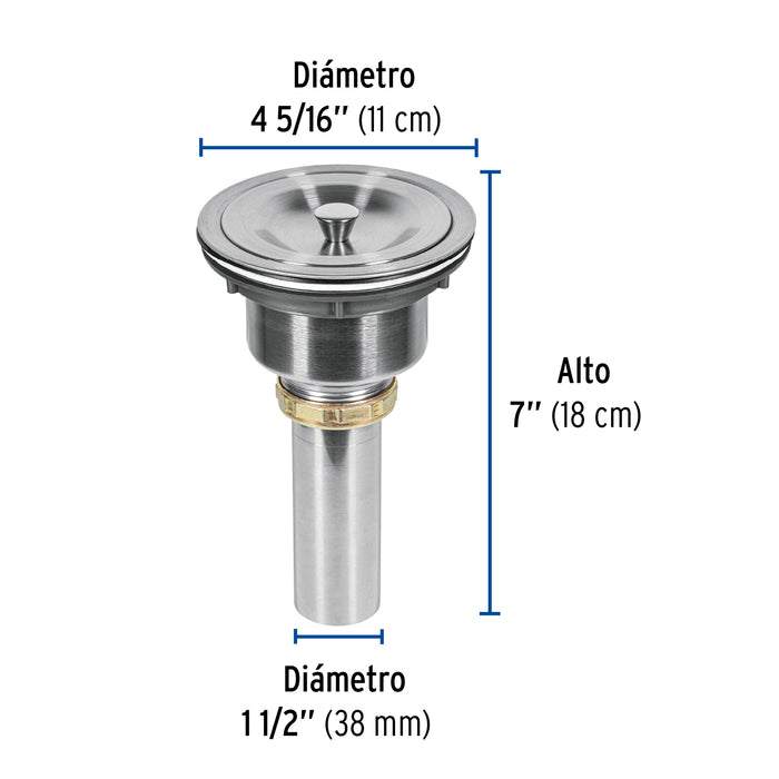 Contracanasta 3-1/2' inox, cuerpo profundo,con tapa, Riviera 46629
