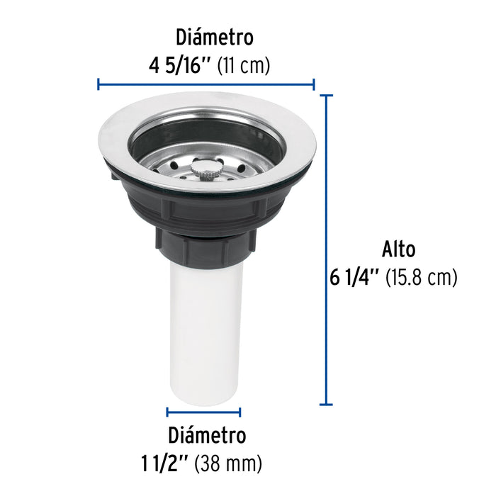 Contracanasta 3-1/2' inox, instalafácil, tubo inox, Foset 47453