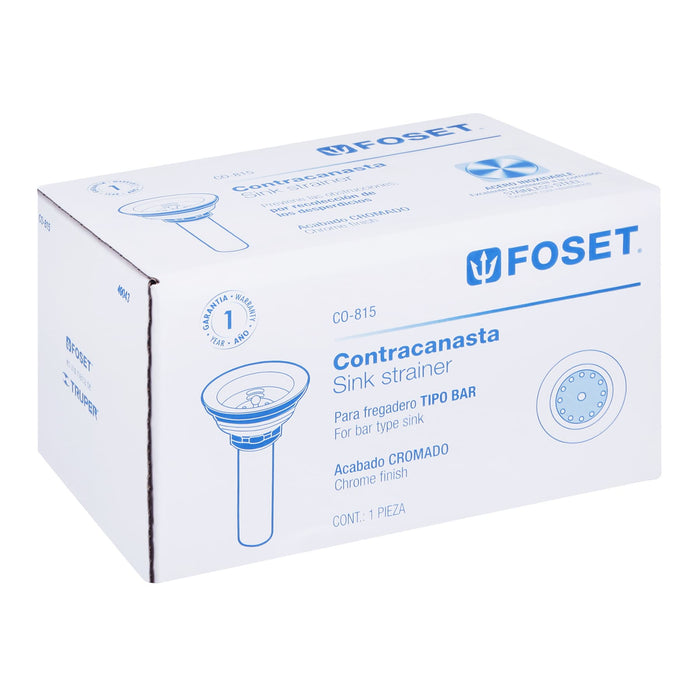Contracanasta 2-1/2' inox, tipo bar, Foset 49043
