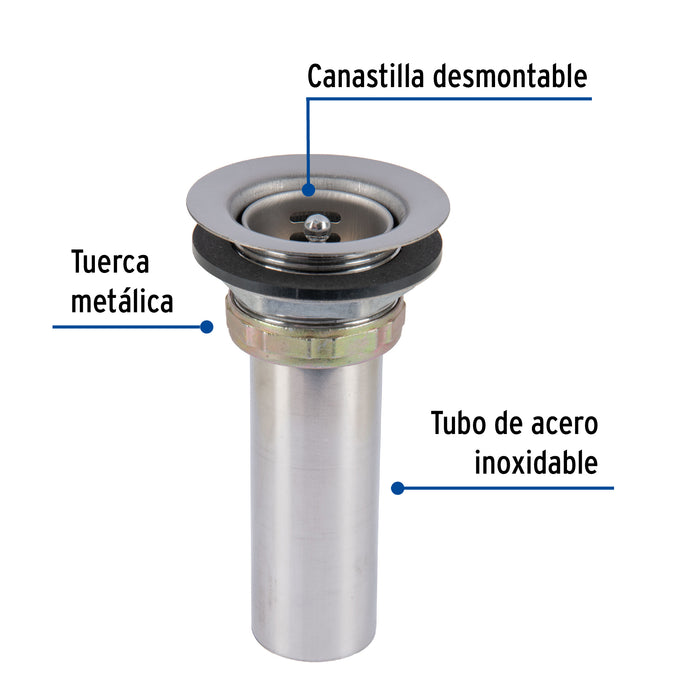 Contracanasta 2-1/2' inox, tipo bar, Foset 49043