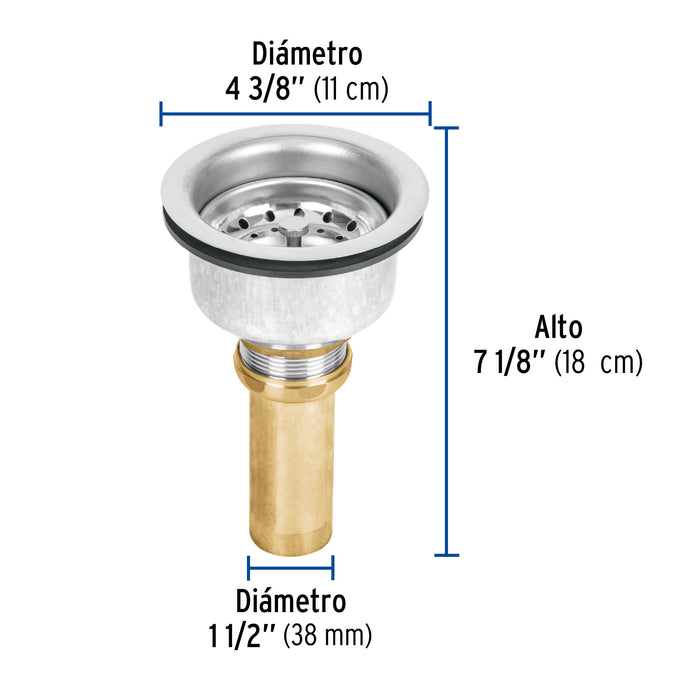 Contracanasta 3-1/2' inox, instalafácil, cpo profundo, Foset 47454