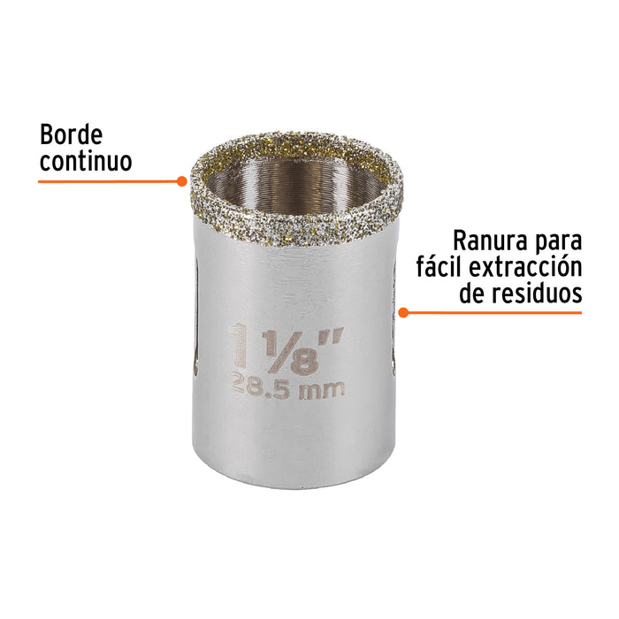Brocasierra diamante 1-1/8' borde continuo, Truper 17127 COAZ-1-1/8
