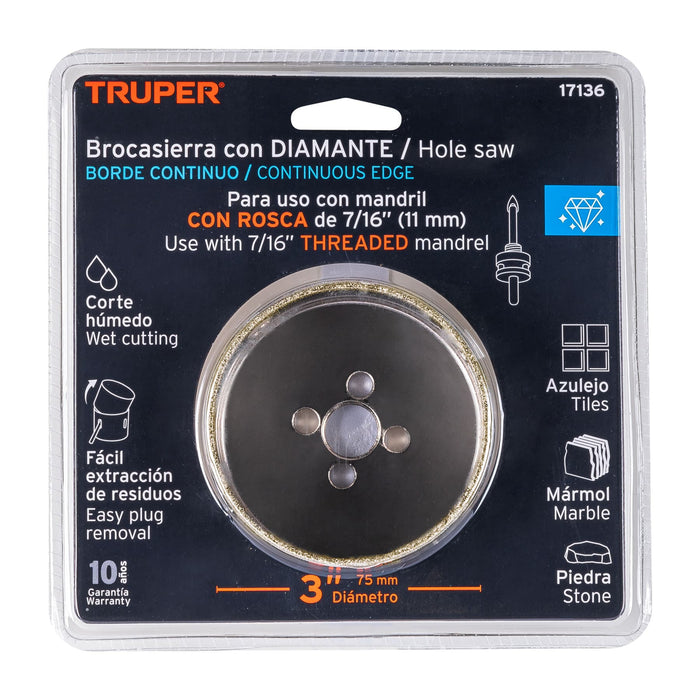 Brocasierra diamante 3' borde continuo, Truper 17136 COAZ-3