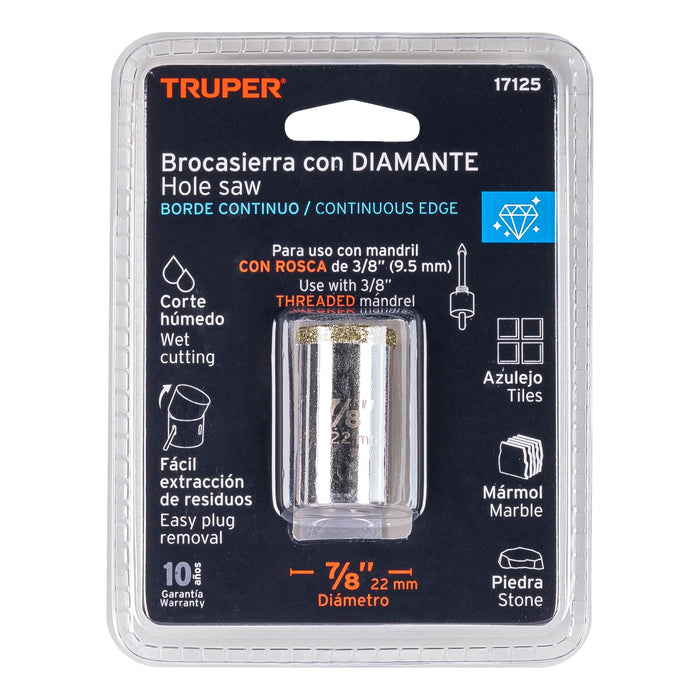 Brocasierra diamante 7/8' borde continuo, Truper 17125 COAZ-7/8