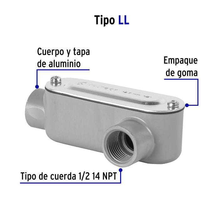 Condulet 1/2' conexión tipo LL, Volteck 46976