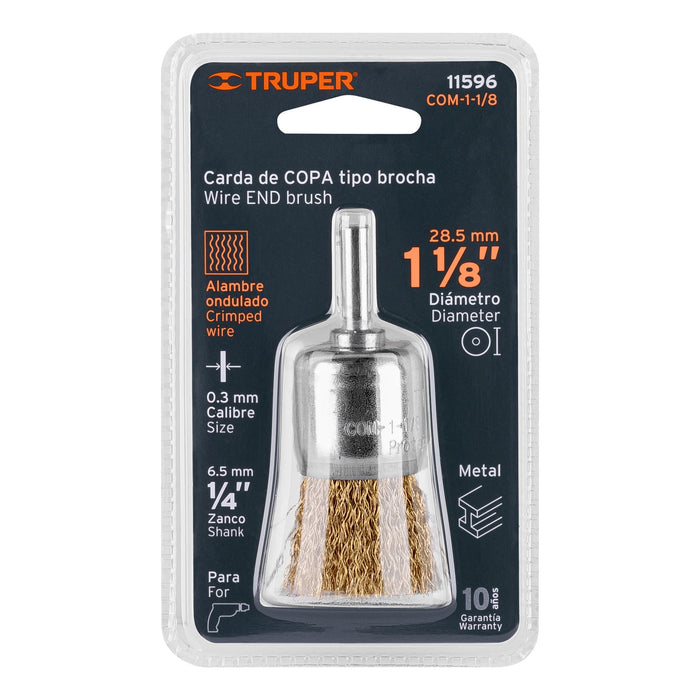 Carda de copa 1-1/8' alambre grueso para taladro, Truper Código: 11596