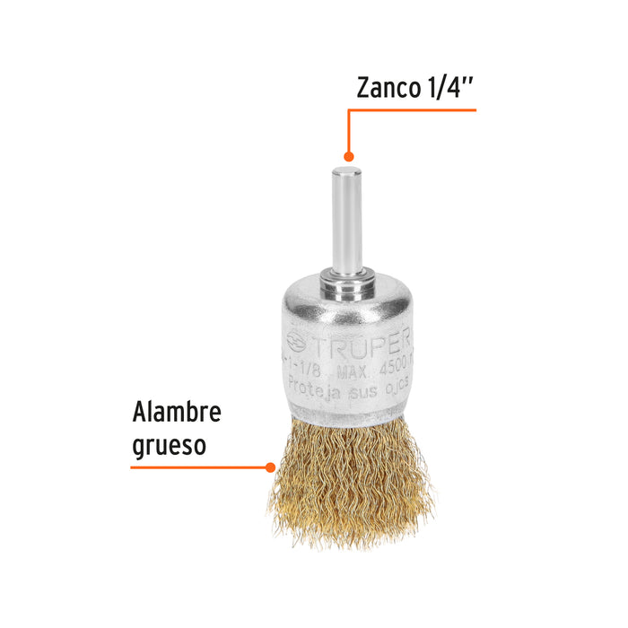 Carda de copa 1' alambre grueso para taladro, Truper 11595 COM-1