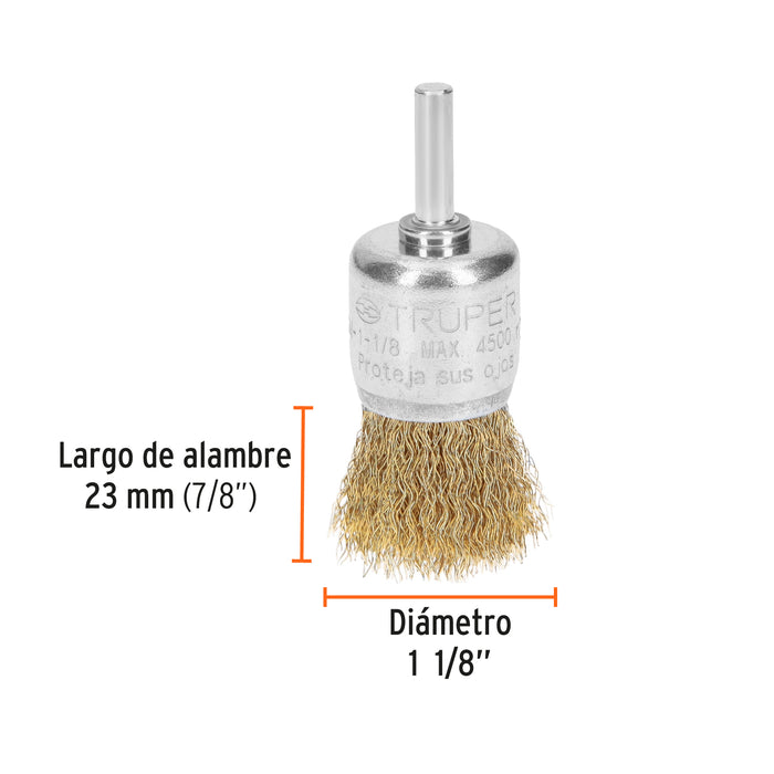 Carda de copa 1' alambre grueso para taladro, Truper 11595 COM-1