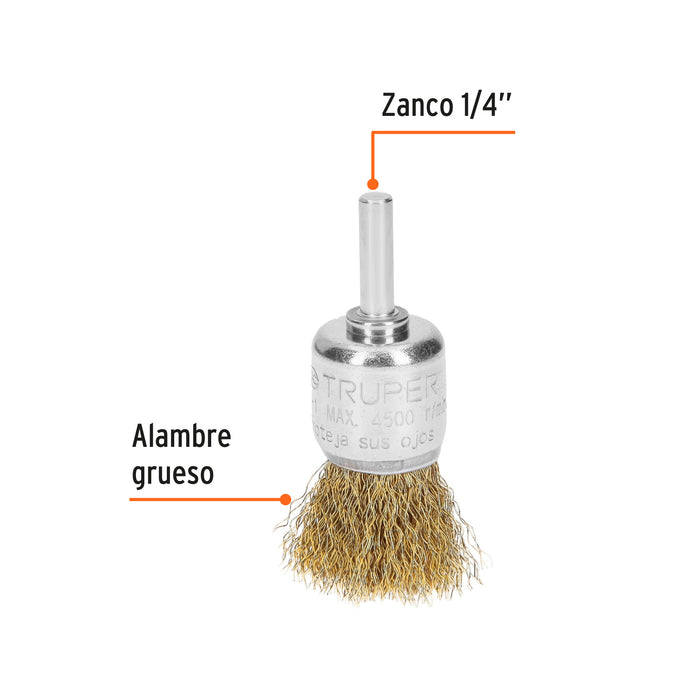 Carda de copa 1' alambre grueso para taladro, Truper 11595 COM-1