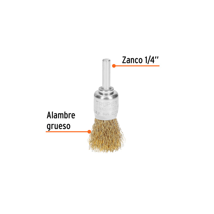 Carda de copa 3/4' alambre grueso para taladro, Truper Código: 11593
