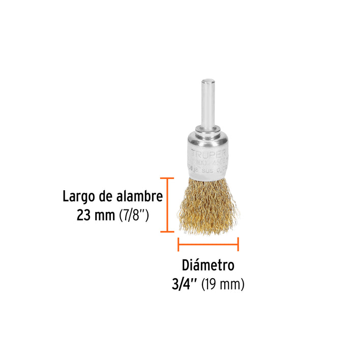 Carda de copa 3/4' alambre grueso para taladro, Truper Código: 11593
