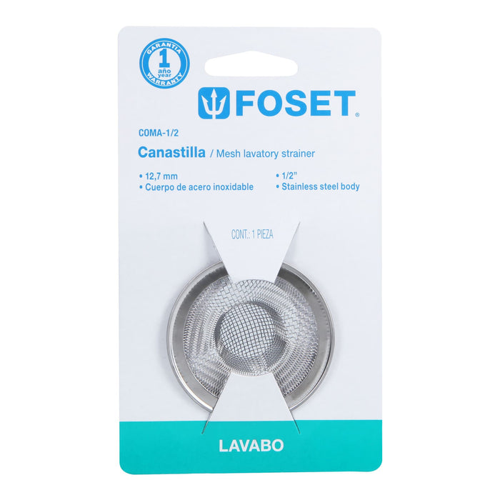 Canastilla malla 1/2' inox para lavabo, Foset 45305