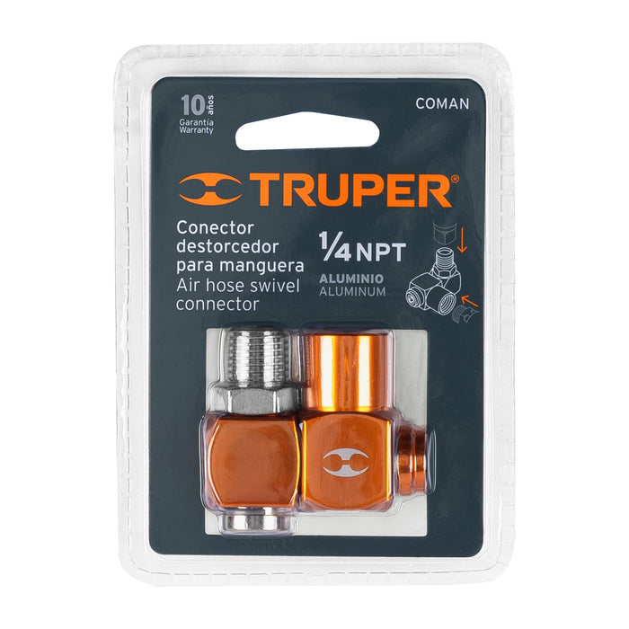 Destorcedor macho-hembra de aluminio, cuerda 1/4'NPT, Truper 19086 COMAN