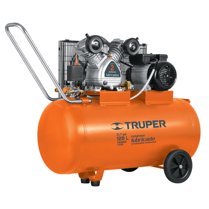 Compresor de aire,con banda,horizontal 120L 4HP, 220V Truper 19359 COMP-120LH