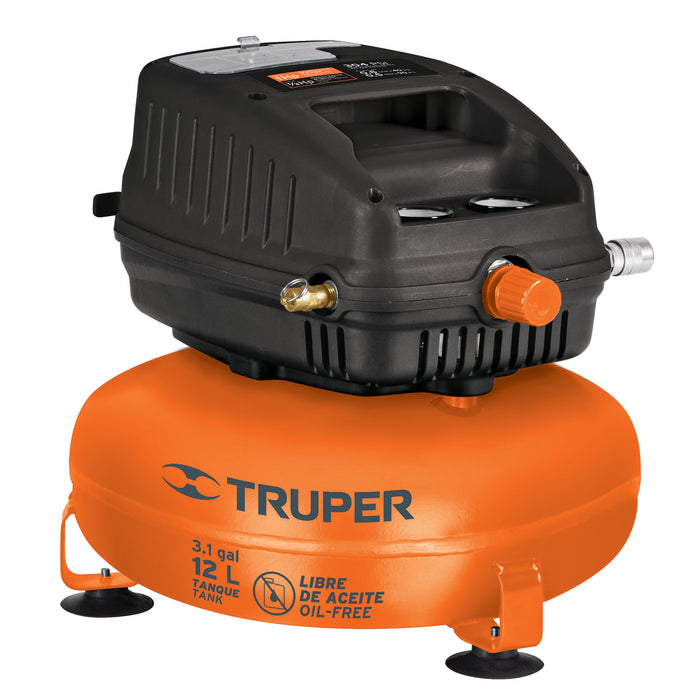 Compresor libre de aceite compacto 12L, 1HP 127V Truper 13824 COMP-12S