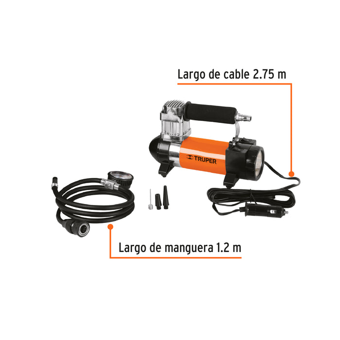 Compresor de aire 12 V portátil, para auto, incluye maletín 19999 COMP-12