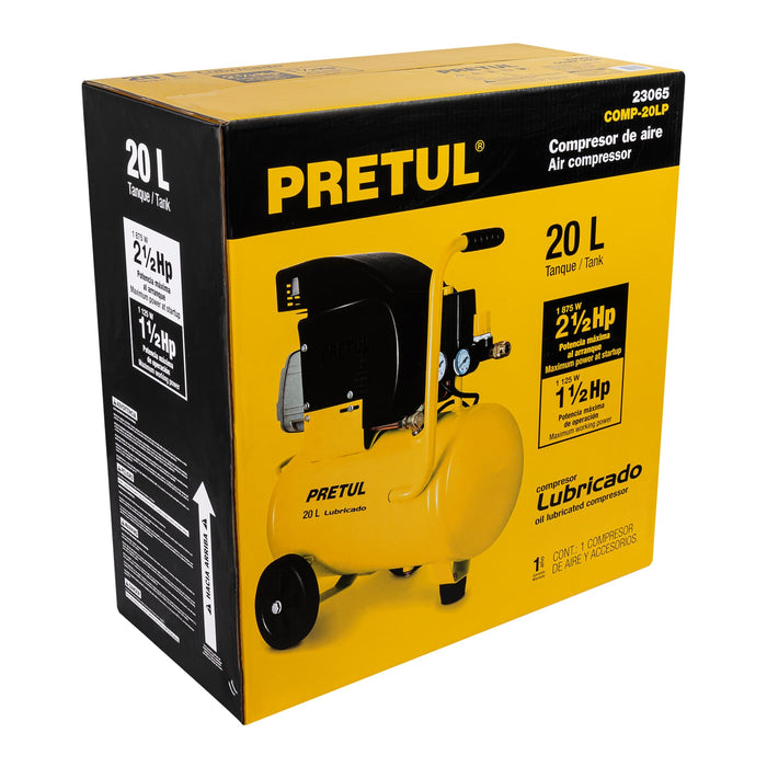Compresor de aire, lubricado,horizontal 20L 2½HP 127V Pretul 23065 COMP-20LP