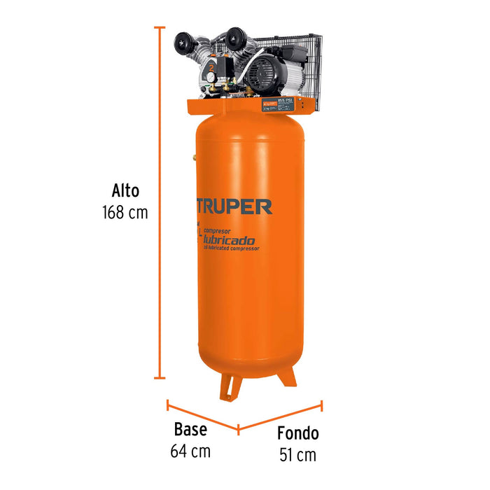 Compresor de aire, con banda, vertical 240L 4HP, 220V Truper 19366 COMP-240LV