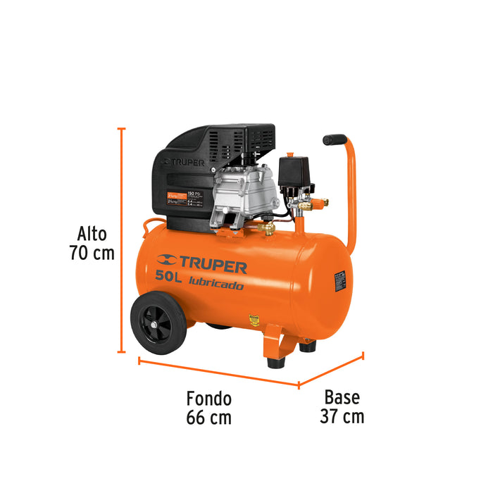 Compresor de aire, lubricado,horizontal 50L 3½HP 127V Truper 15007 COMP-50LT