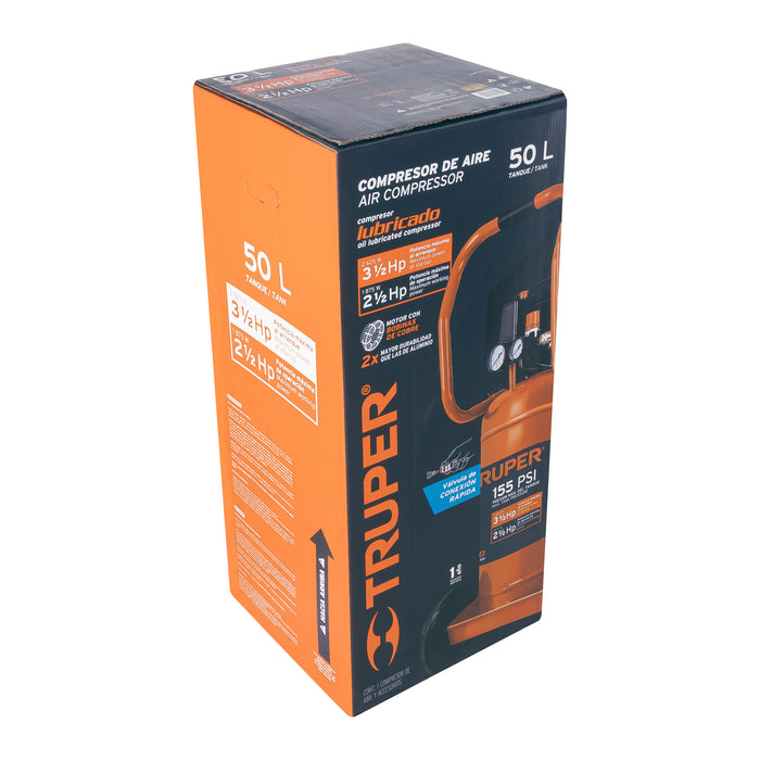 Compresor de aire, lubricado, vertical 50L 3½HP 127V Truper 19360 COMP-50LV