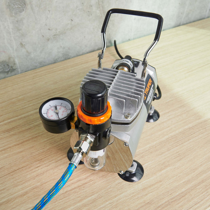 Compresor de diafragma para aerógrafo, 1/5 HP, 110 V, Truper 17247 COMP-AERO