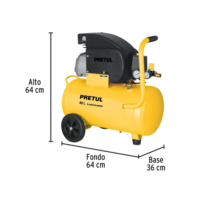 Kit Compresor de aire 40L 3HP, manguera y pistola, Pretul 22066 COMP-KIT40P