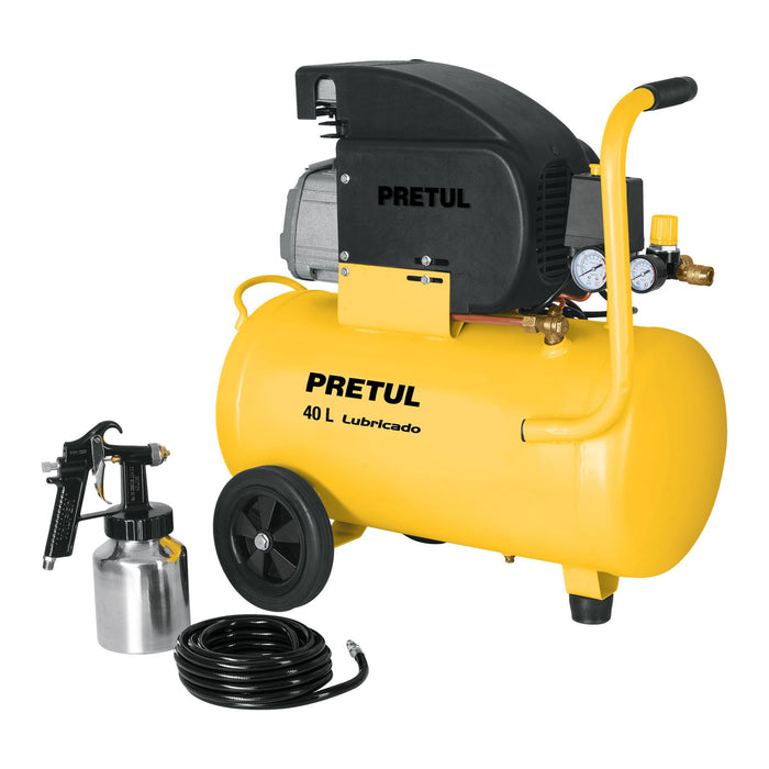 Kit Compresor de aire 40L 3HP, manguera y pistola, Pretul 22066 COMP-KIT40P