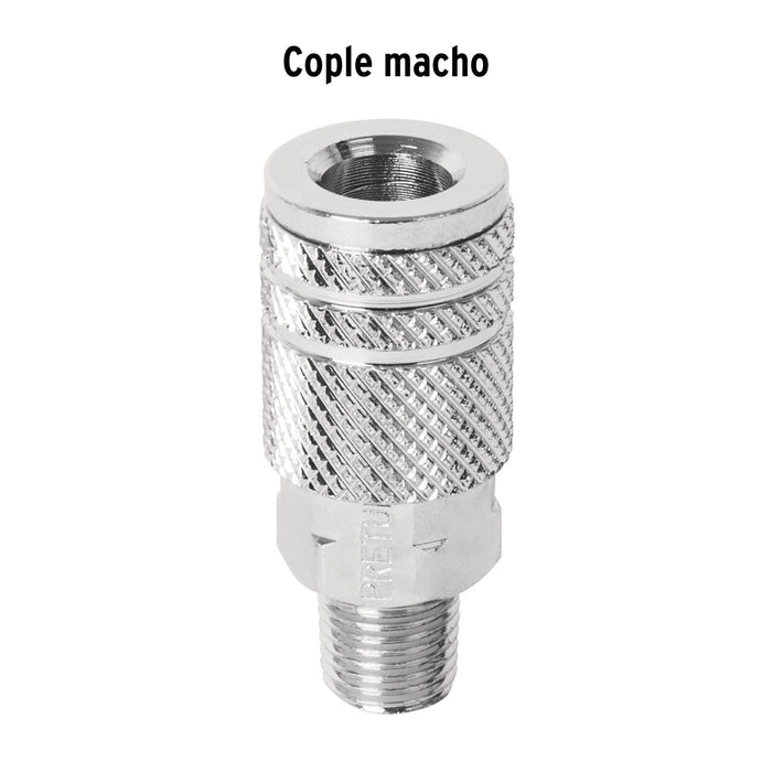 Cople acero, cuerda 1/4NPT, macho, Pretul 27029